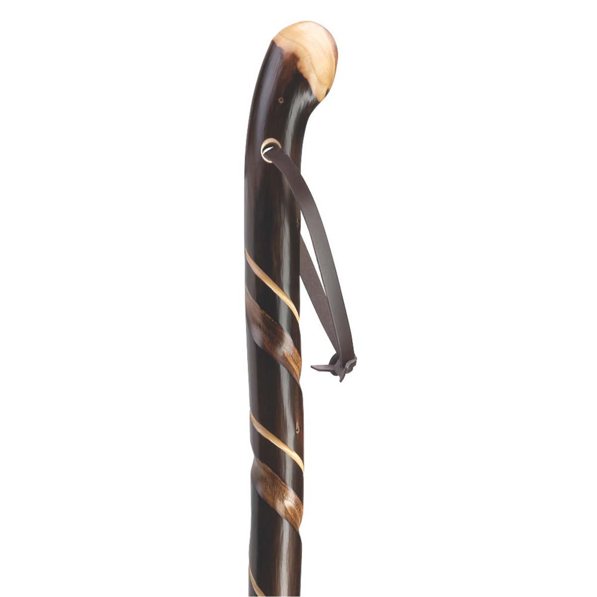 Elegant Spiral Chestnut Walking Stick with Leather Strap - 36 - Tophatter Daily Deals