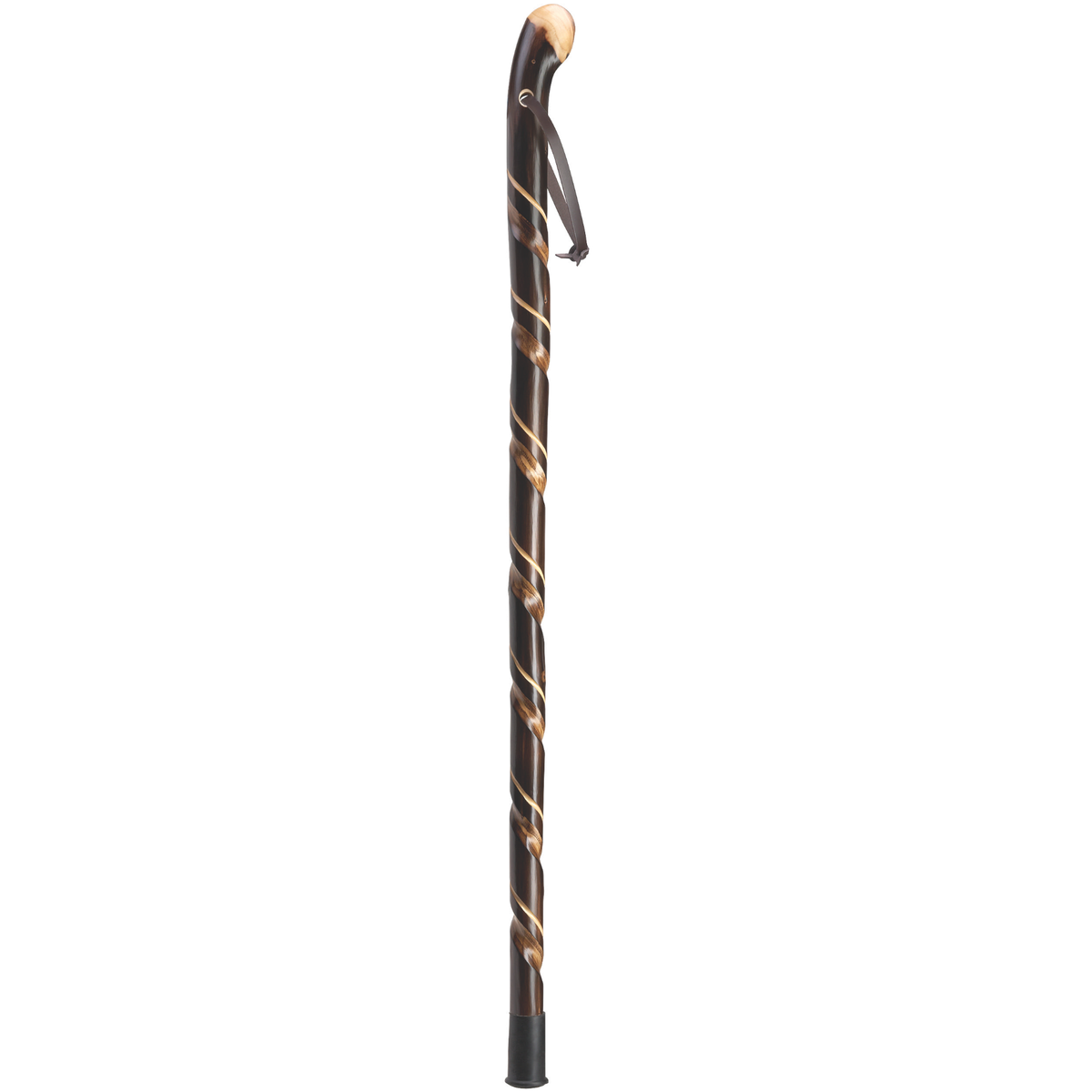Elegant Spiral Chestnut Walking Stick with Leather Strap - 36 - Tophatter Daily Deals