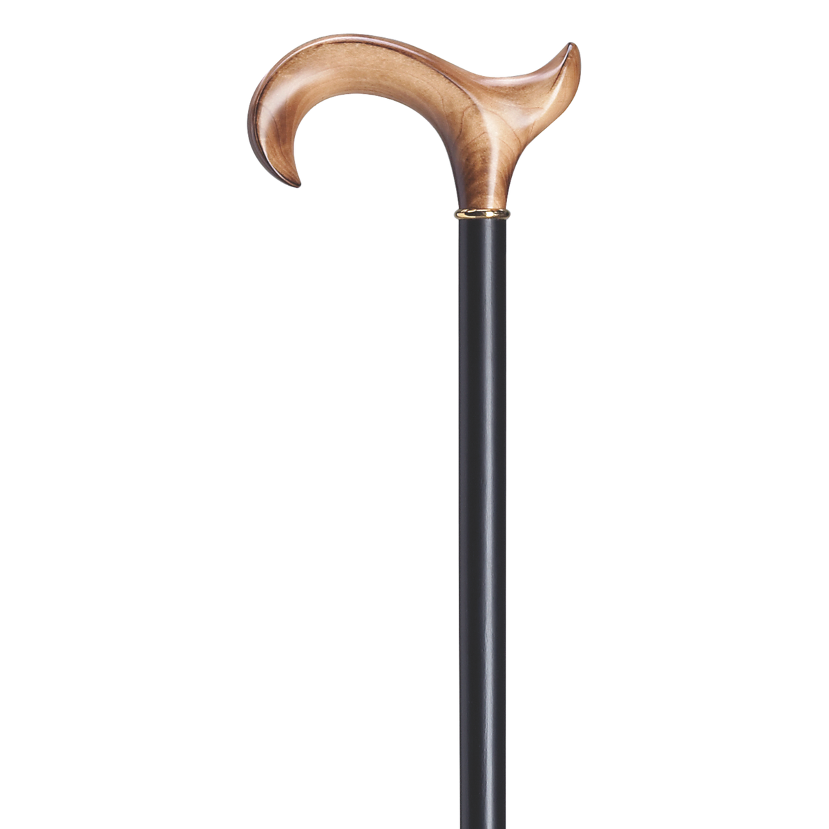 Elegant Scorched Maple Derby Cane with Beechwood Shaft - Handcrafted Left Hand - Tophatter Daily Deals