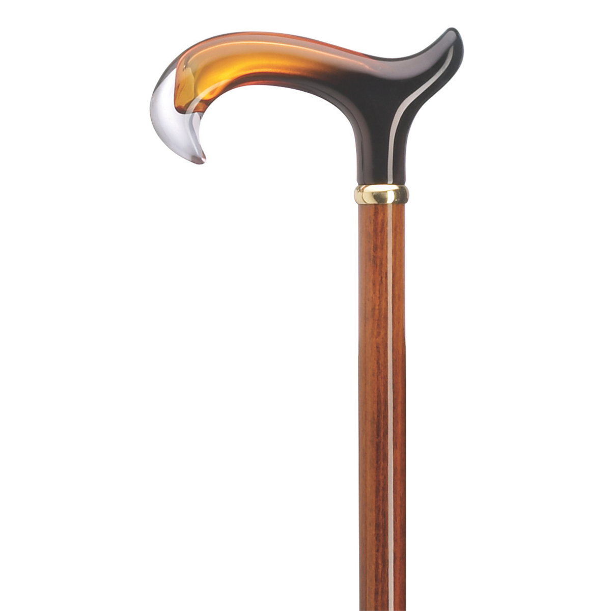 Elegant Amber Acrylic Derby Handle Cane with Cherry Stained Shaft - Tophatter Daily Deals