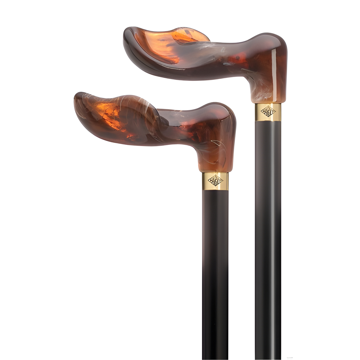 Palm Grip Walking Cane- Amber on Black - Tophatter Daily Deals