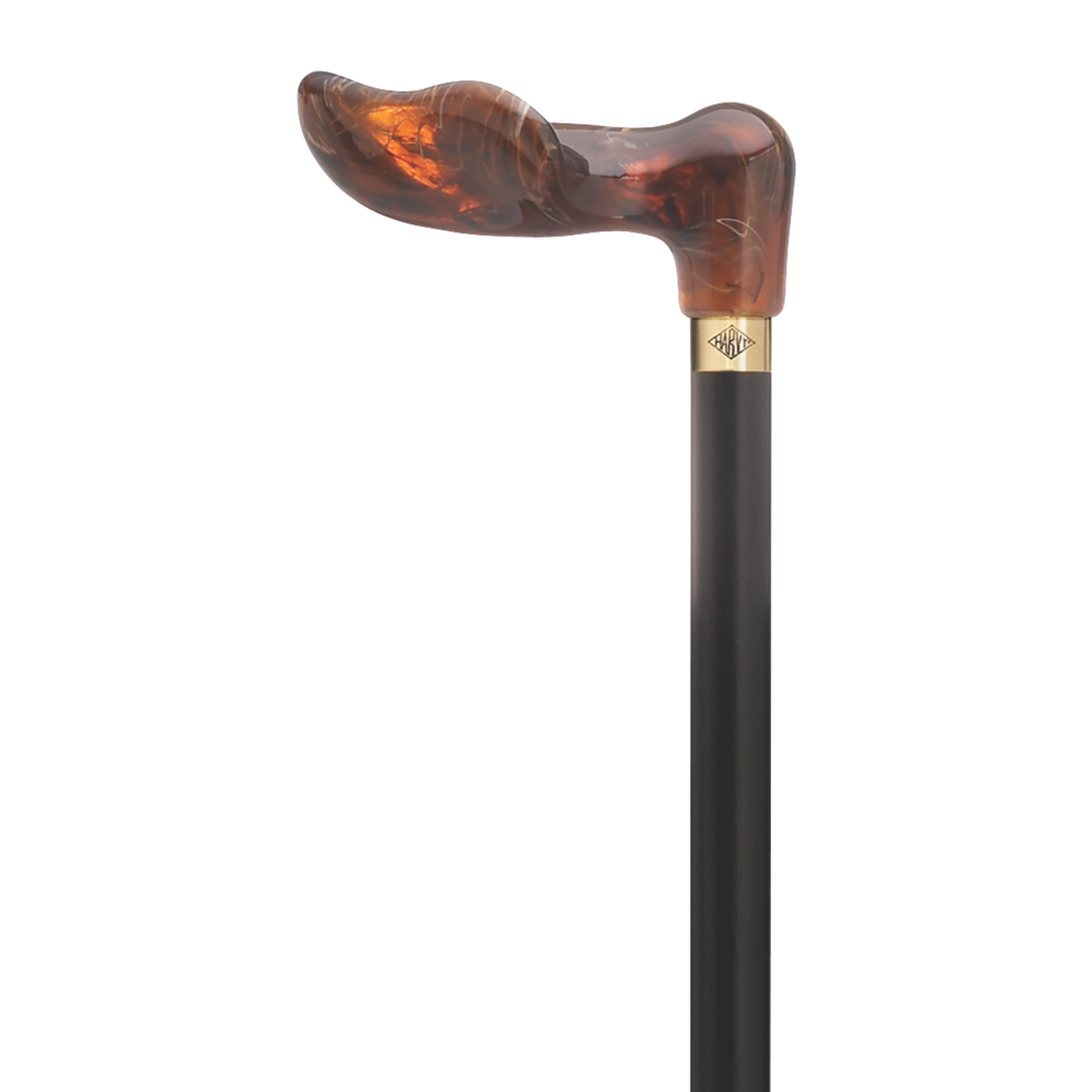 Palm Grip Walking Cane- Amber on Black Left Hand - Tophatter Daily Deals