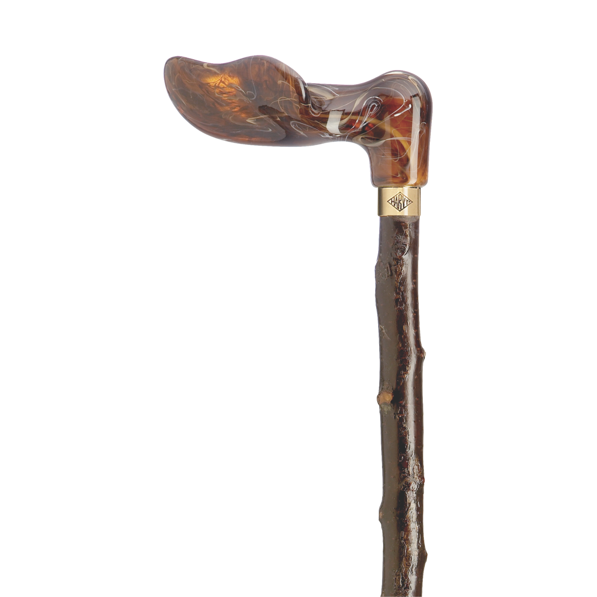 Amber Palm Grip Cane - Blackthorn Shaft Left Hand - Tophatter Daily Deals