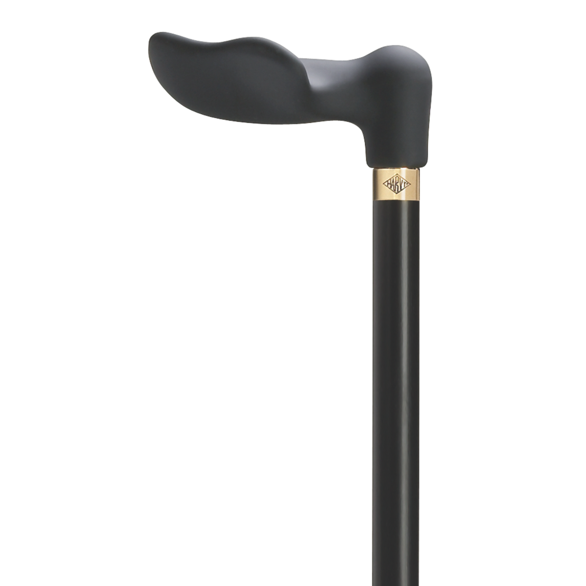 Elegant Black Walking Cane with Soft Palm Grip & Brass Accent - 36 Inch Left Hand - Tophatter Daily Deals