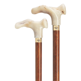 Comfort Grip Cherry Wood Walking Cane with Stylish Brass Ring Canes - Tophatter Daily Deals