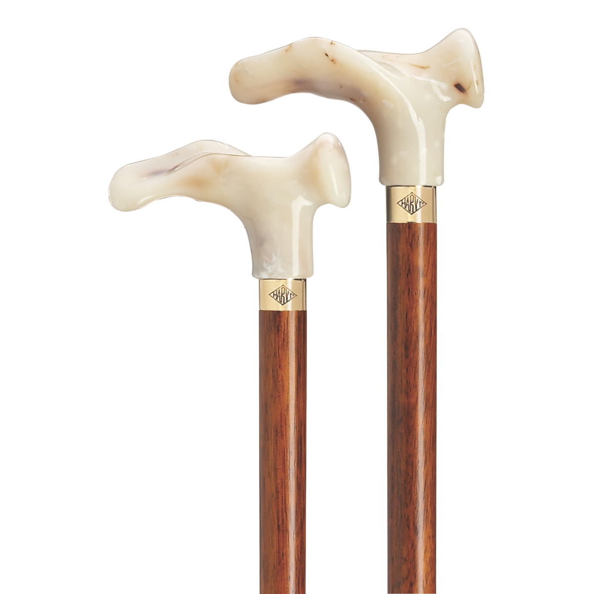 Comfort Grip Cherry Wood Walking Cane with Stylish Brass Ring Canes - Tophatter Daily Deals