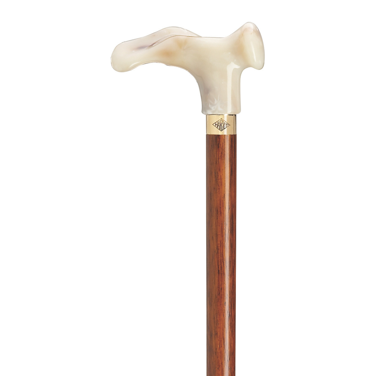 Comfort Grip Cherry Wood Walking Cane with Stylish Brass Ring Right Hand Canes - Tophatter Daily Deals