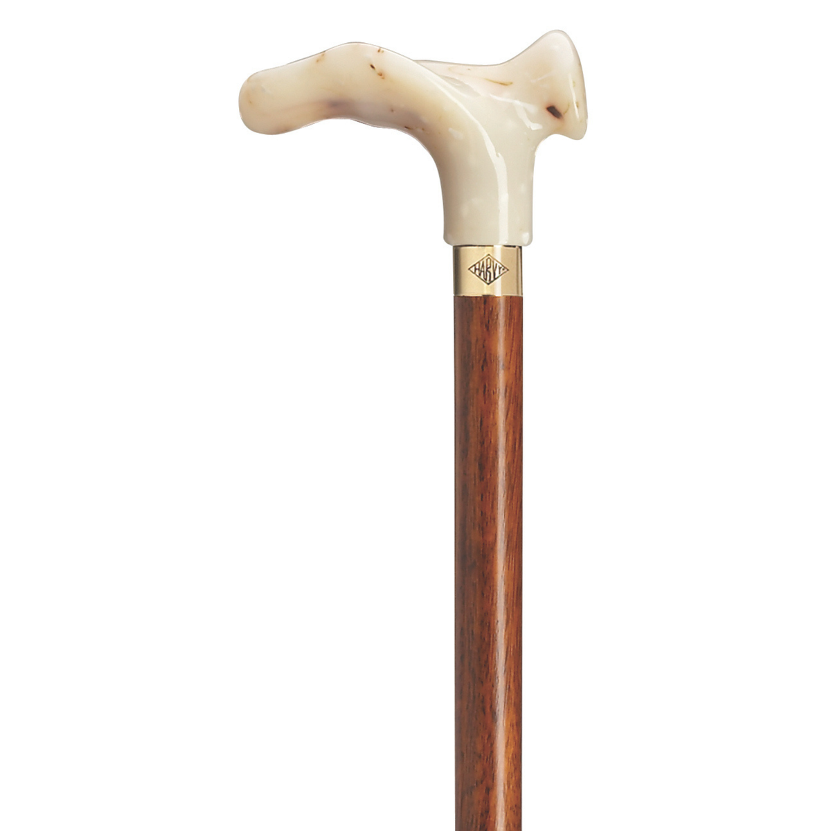 Comfort Grip Cherry Wood Walking Cane with Stylish Brass Ring Left Hand Canes - Tophatter Daily Deals