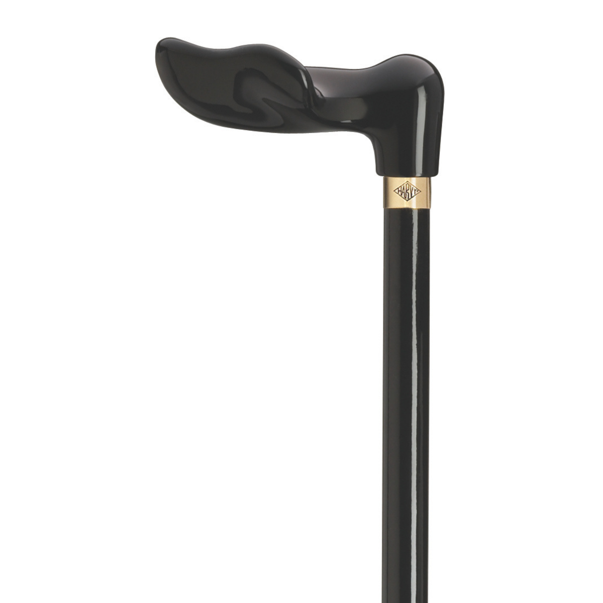 Harvy Palm Grip Cane: Stylish Black Hardwood with Brass Detail Left Hand - Tophatter Daily Deals