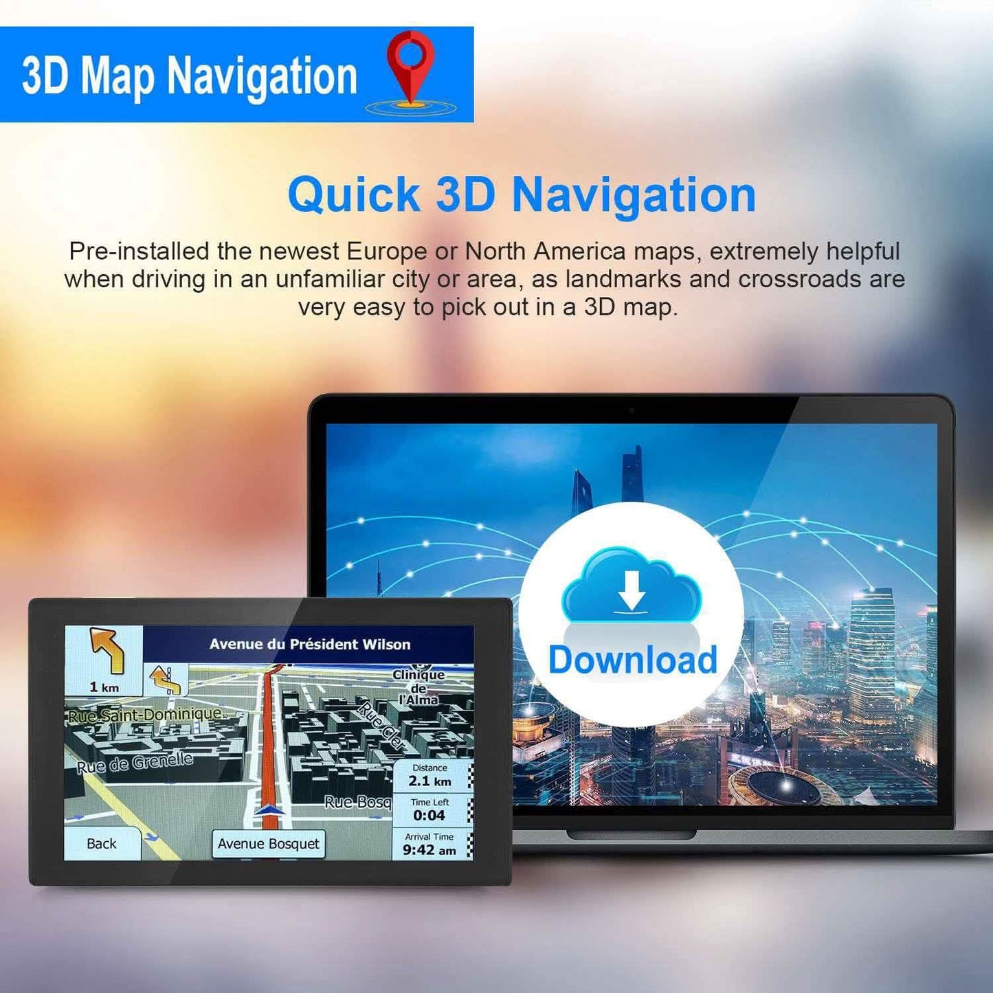 9" Car GPS Navigation - 8GB Touch Screen Vehicle Navigator Automotive - Tophatter Daily Deals