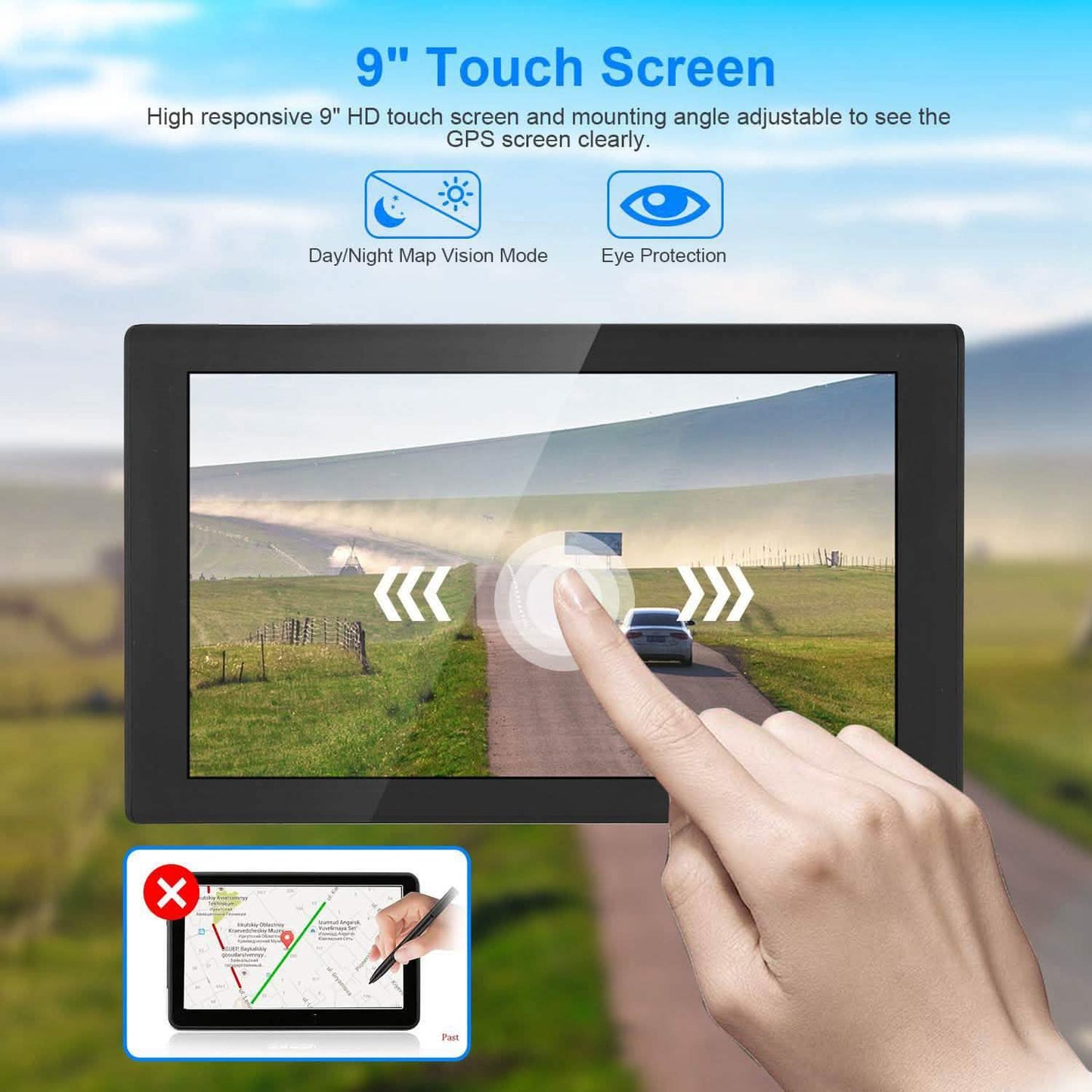 9" Car GPS Navigation - 8GB Touch Screen Vehicle Navigator Automotive - Tophatter Daily Deals