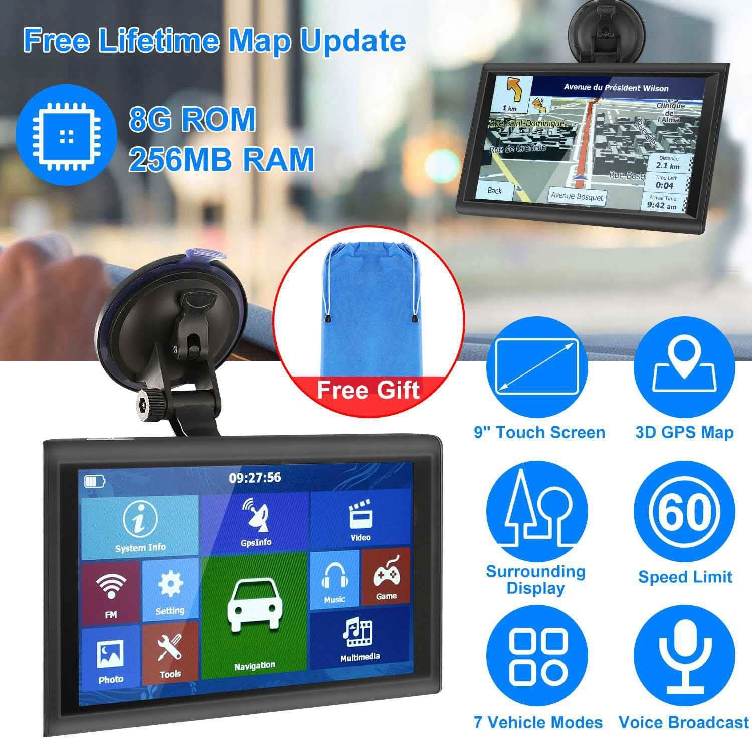 9" Car GPS Navigation - 8GB Touch Screen Vehicle Navigator Automotive - Tophatter Daily Deals