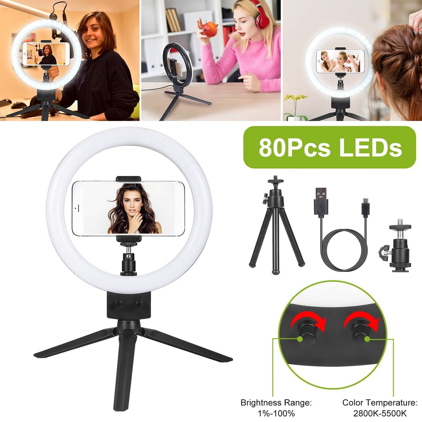 9" Dimmable LED Ring Light with Tripod Mobile Accessories - Tophatter Daily Deals