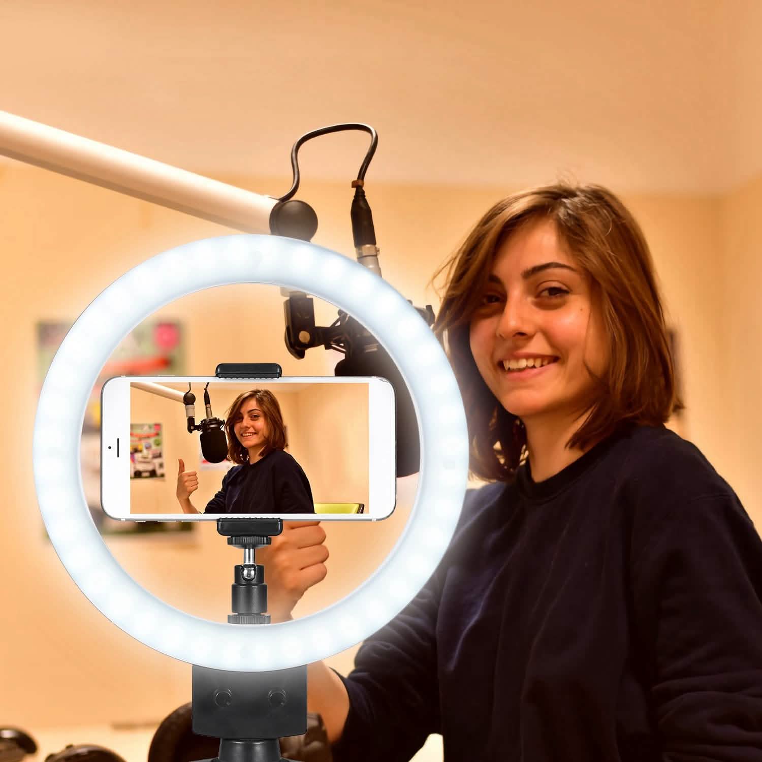 9" Dimmable LED Ring Light with Tripod Mobile Accessories - Tophatter Daily Deals