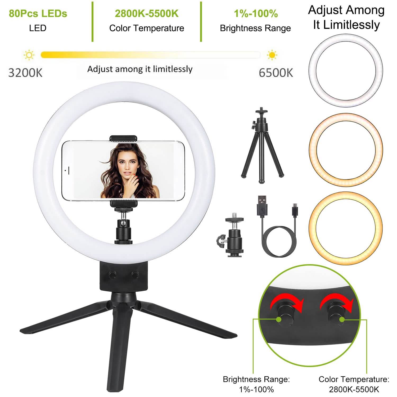 9" Dimmable LED Ring Light with Tripod Mobile Accessories - Tophatter Daily Deals
