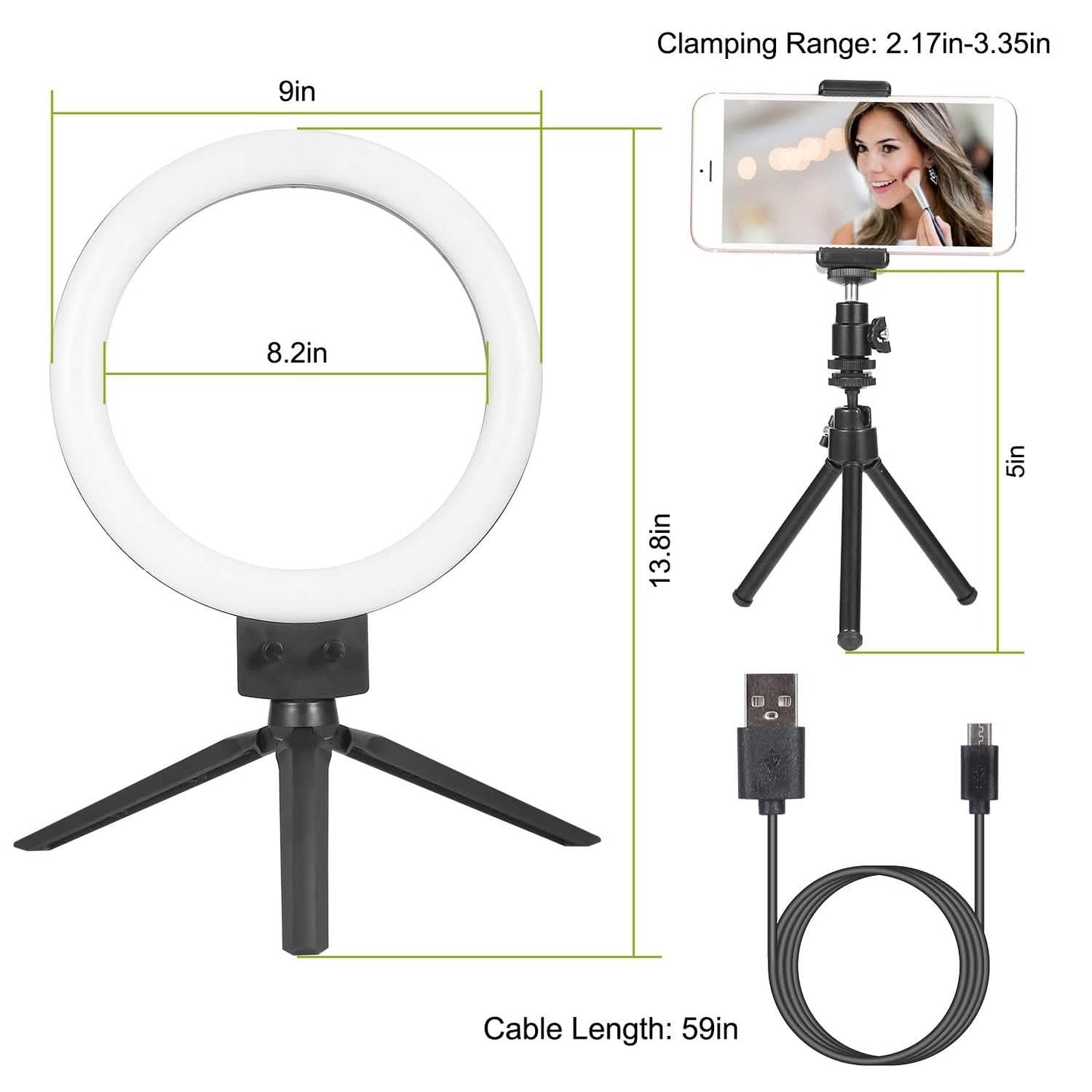 9" Dimmable LED Ring Light with Tripod Mobile Accessories - Tophatter Daily Deals