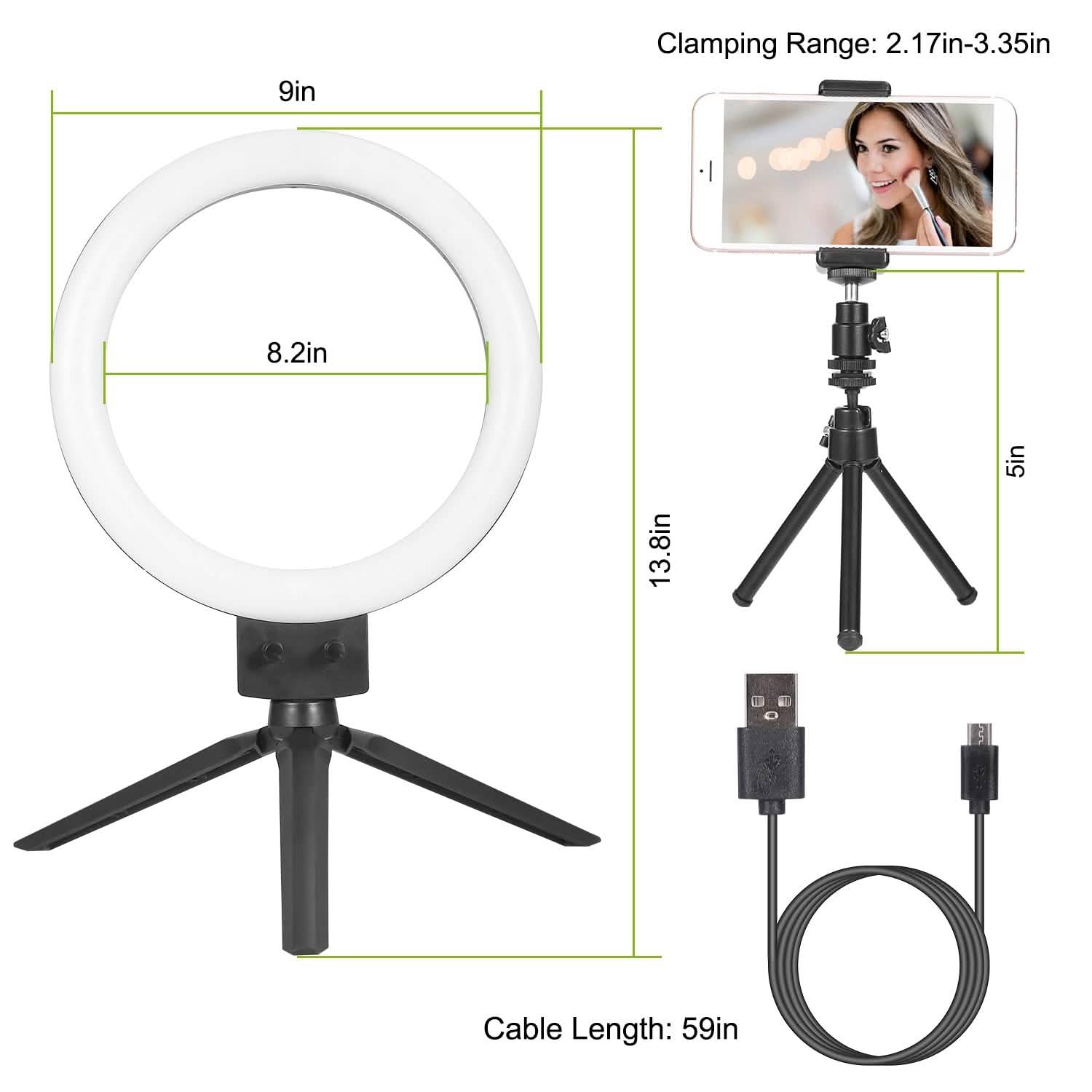 9" Dimmable LED Ring Light with Tripod Mobile Accessories - Tophatter Daily Deals