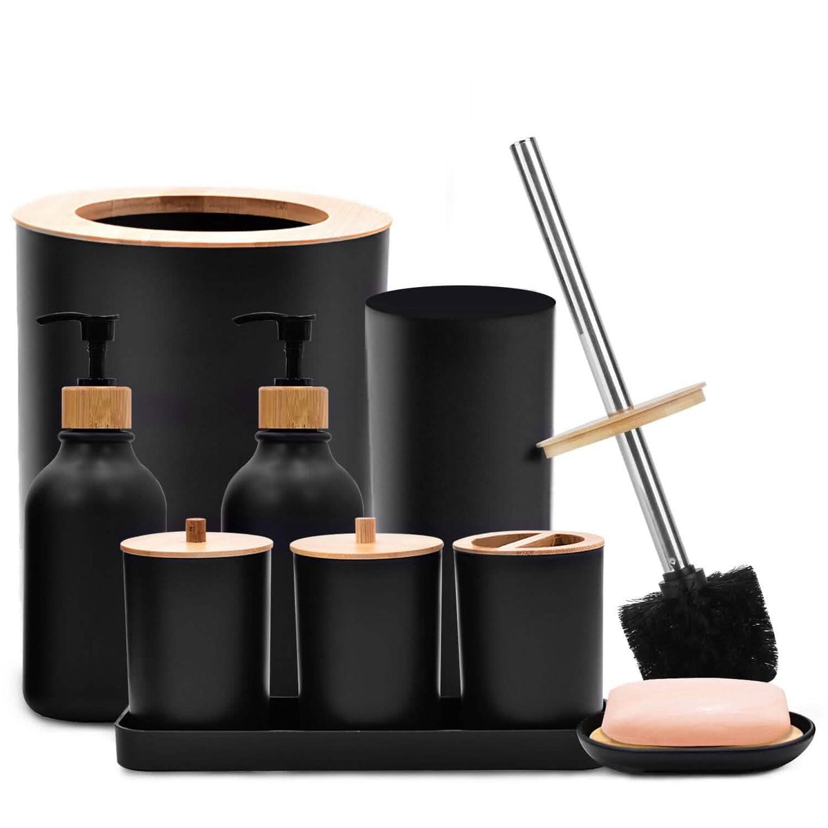 9-Piece: Bathroom Accessories Set Black Bath - Tophatter Daily Deals