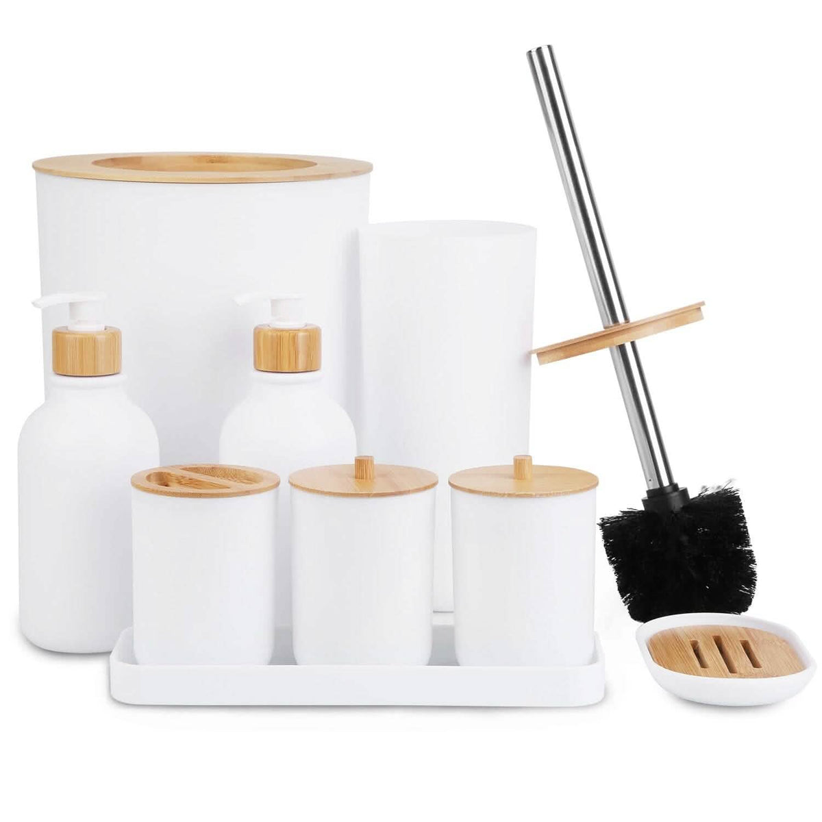 9-Piece: Bathroom Accessories Set White Bath - Tophatter Daily Deals