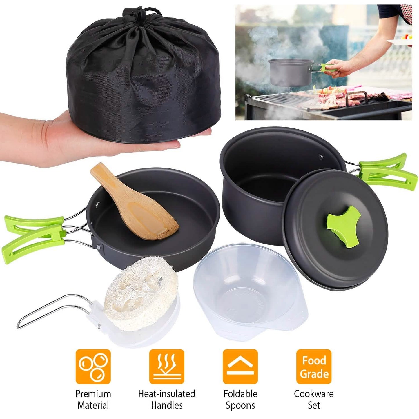 9-Piece: Camping Cookware Set Outdoor Recreation - Tophatter Daily Deals
