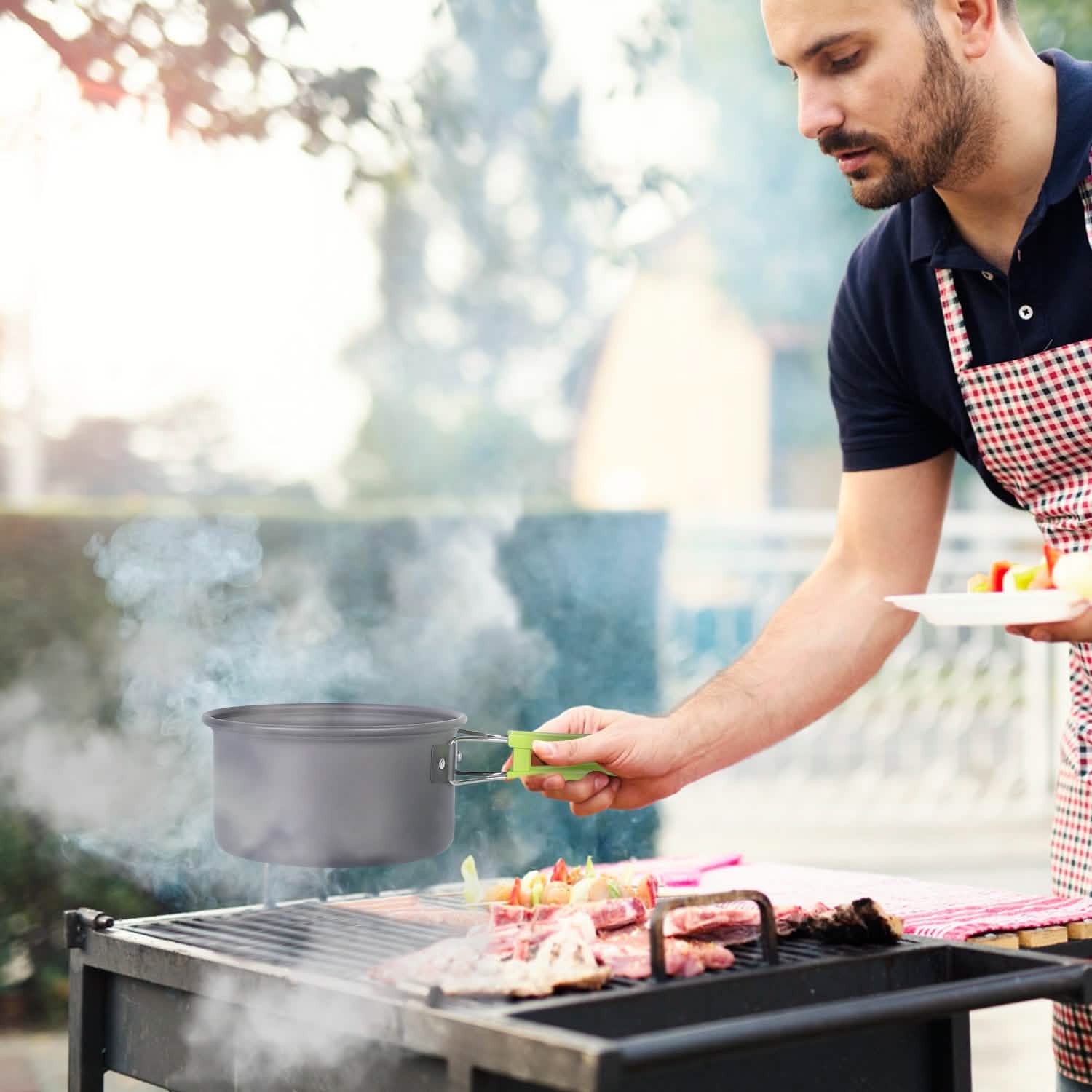 9-Piece: Camping Cookware Set Outdoor Recreation - Tophatter Daily Deals