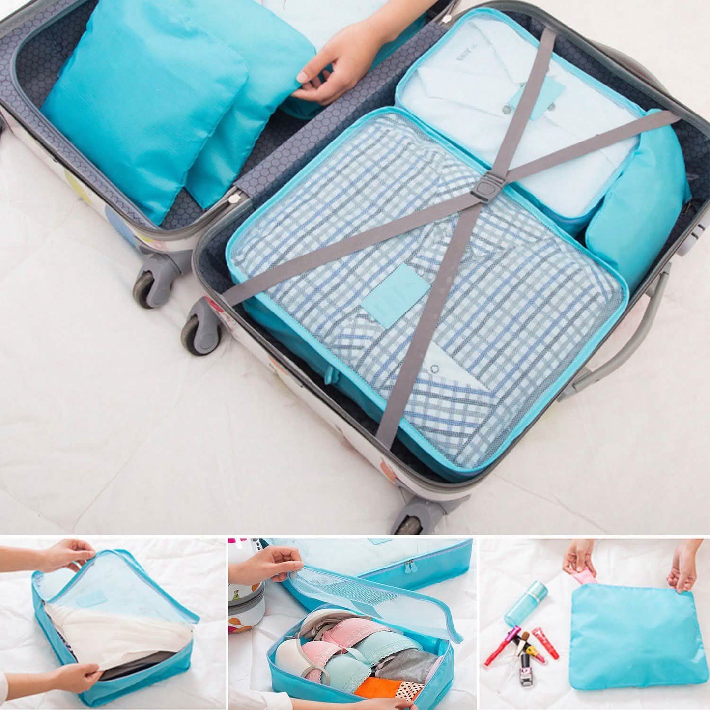 9-Piece: Clothes Storage Bags Water-Resistant Travel Luggage Organizer Storage & Organization - Tophatter Daily Deals
