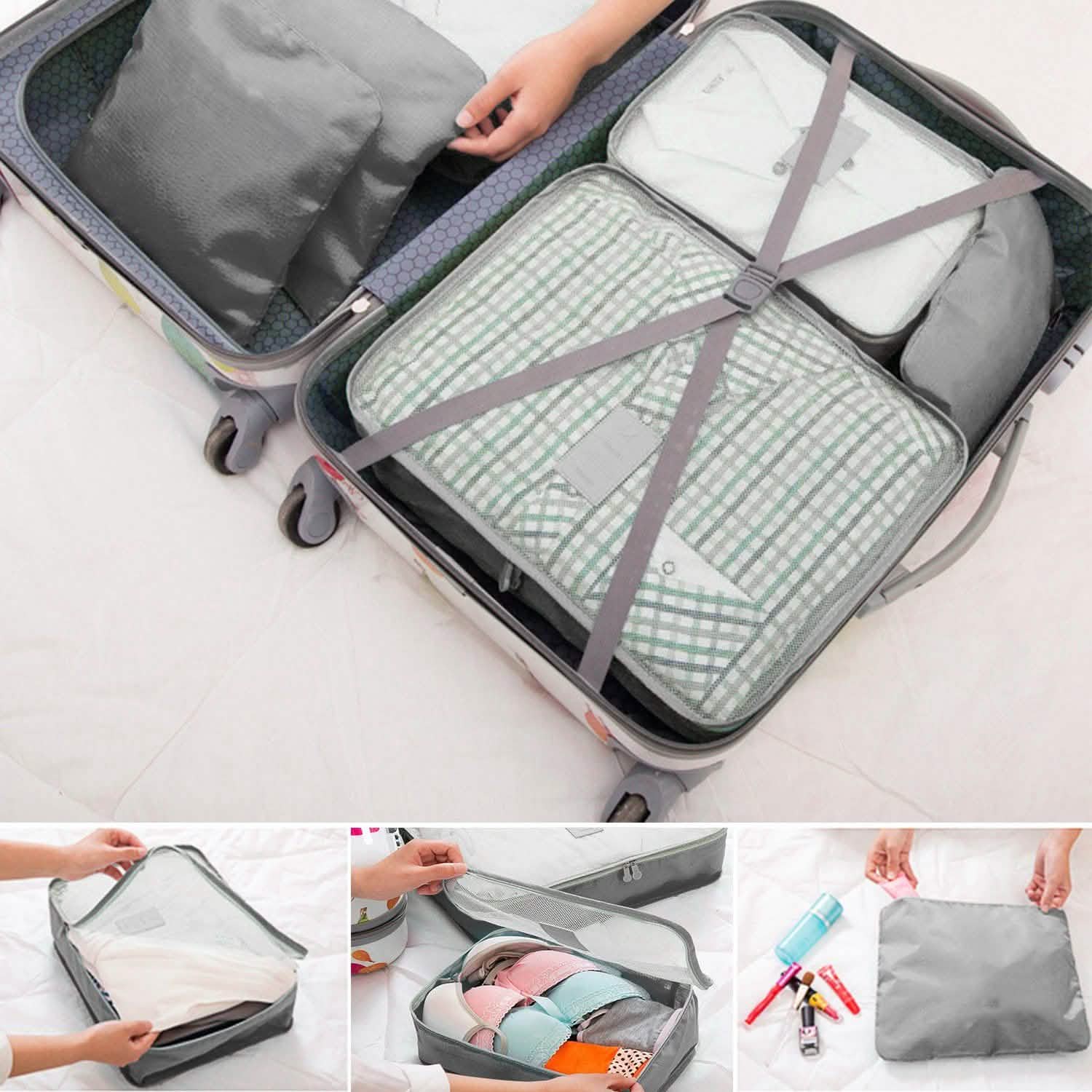 9-Piece: Clothes Storage Bags Water-Resistant Travel Luggage Organizer Storage & Organization - Tophatter Daily Deals