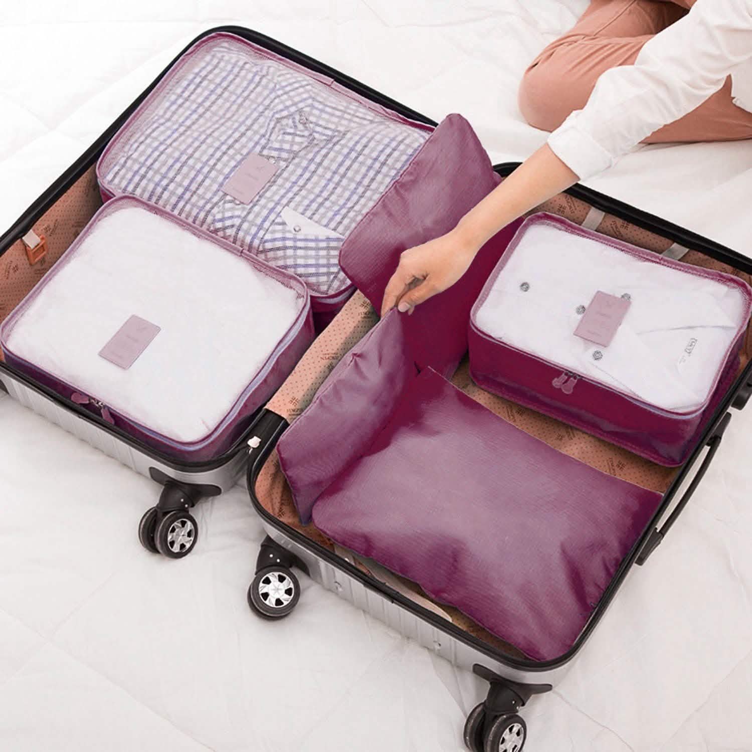 9-Piece: Clothes Storage Bags Water-Resistant Travel Luggage Organizer Storage & Organization - Tophatter Daily Deals