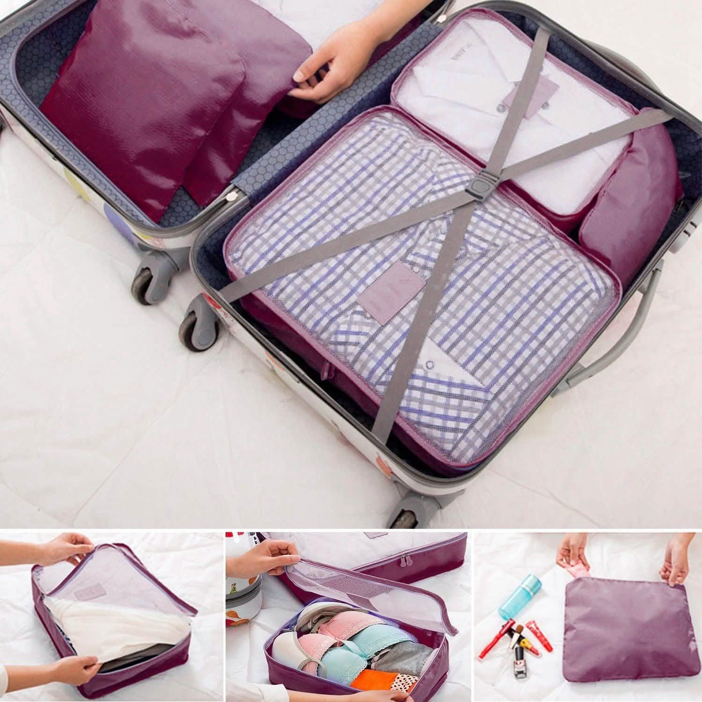 9-Piece: Clothes Storage Bags Water-Resistant Travel Luggage Organizer Storage & Organization - Tophatter Daily Deals