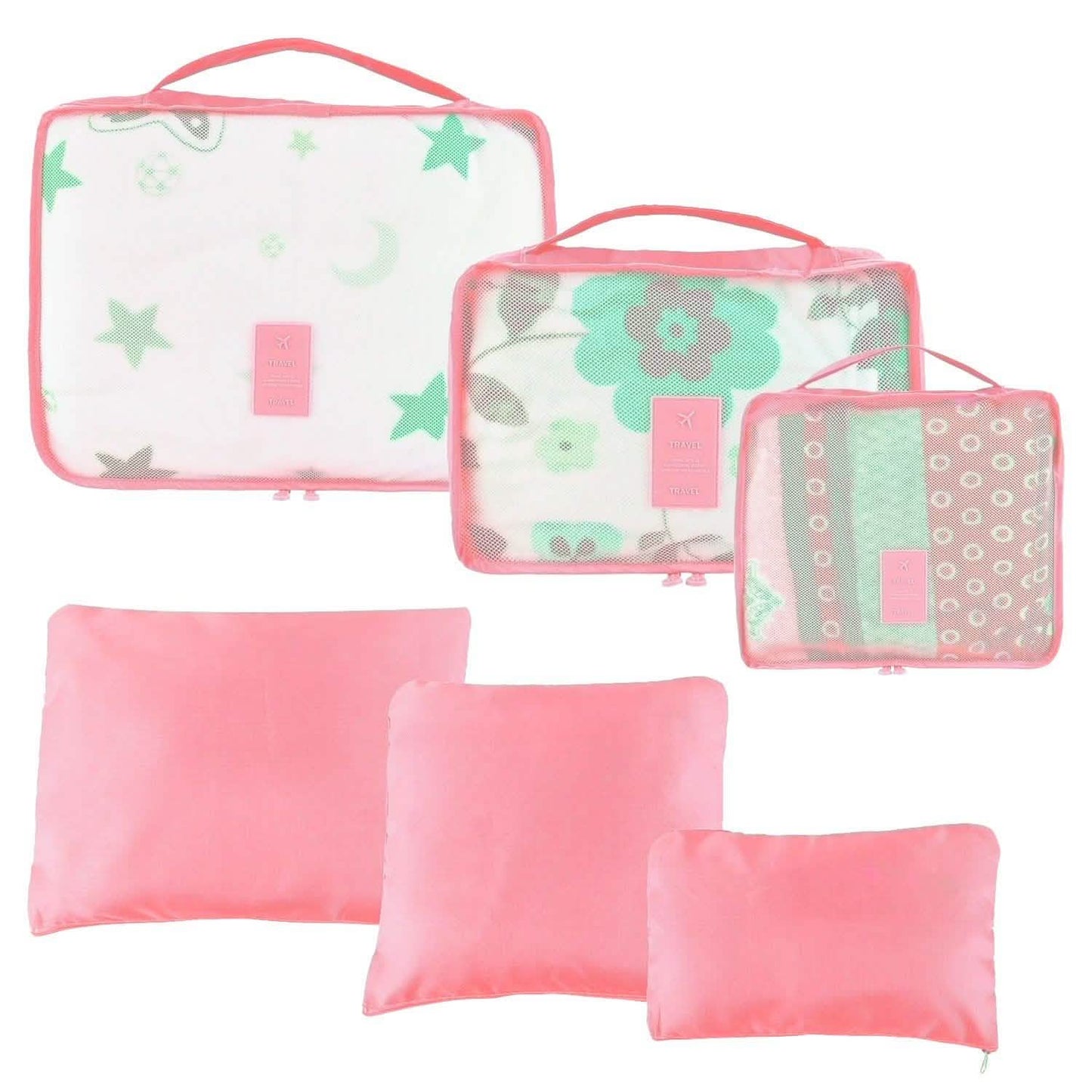 9-Piece: Clothes Storage Bags Water-Resistant Travel Luggage Organizer Pink Storage & Organization - Tophatter Daily Deals