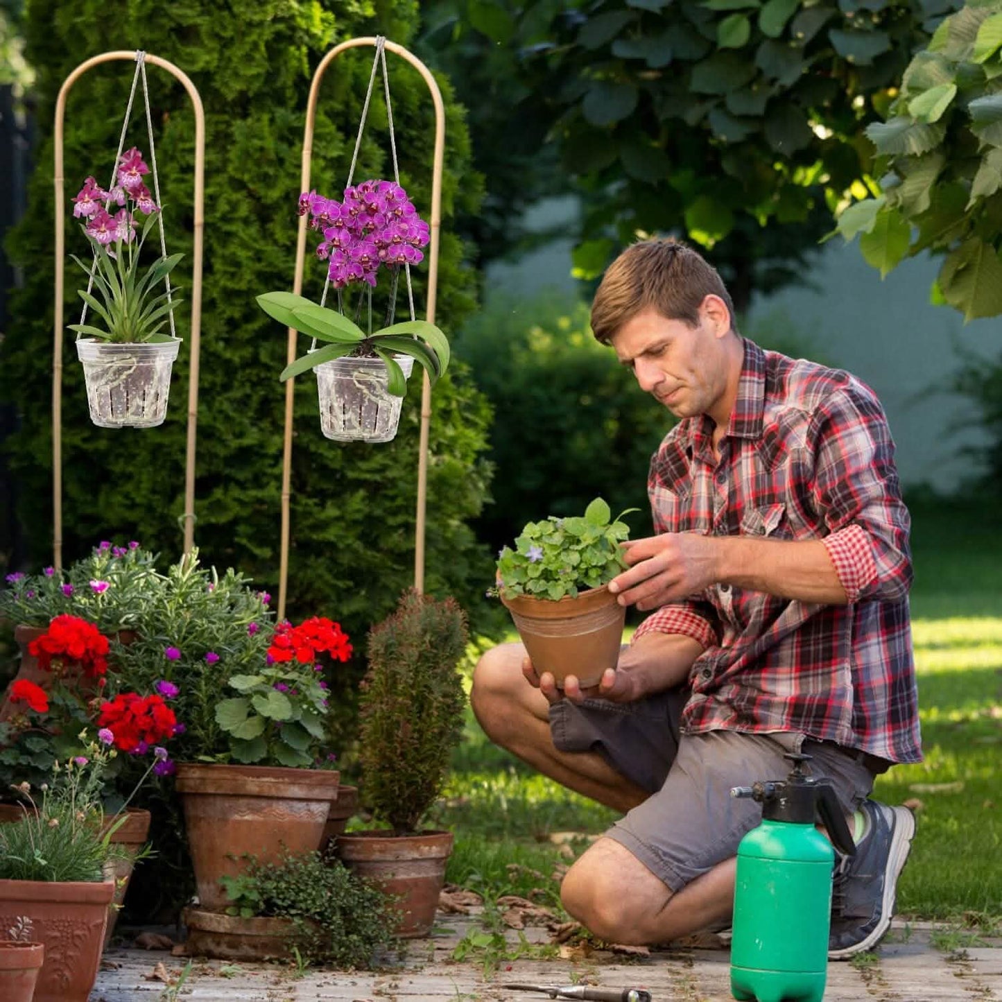 9-Piece: Orchid Pots Clear Reusable Plastic Flower Plant Nursery Planter Garden & Patio - Tophatter Daily Deals