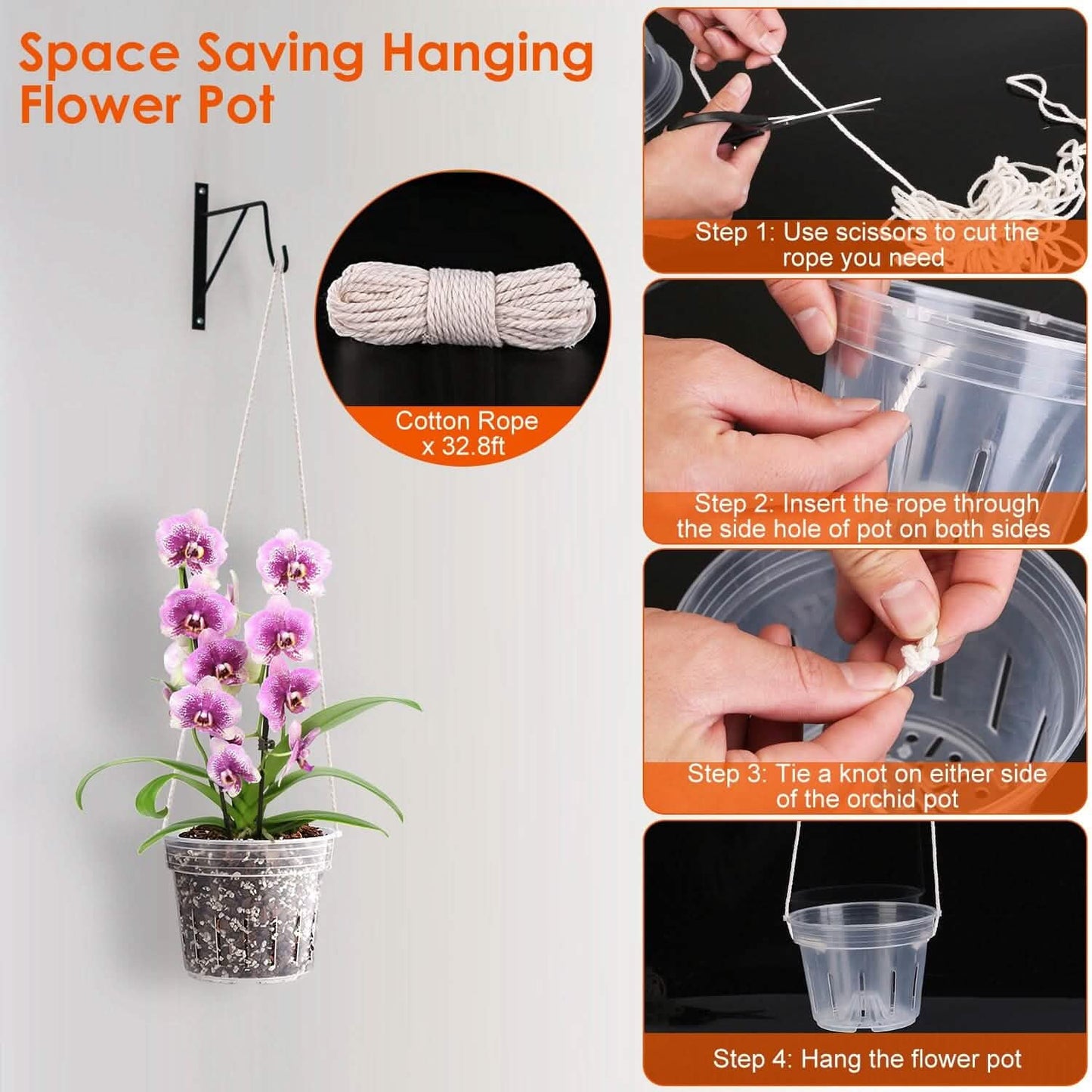 9-Piece: Orchid Pots Clear Reusable Plastic Flower Plant Nursery Planter Garden & Patio - Tophatter Daily Deals