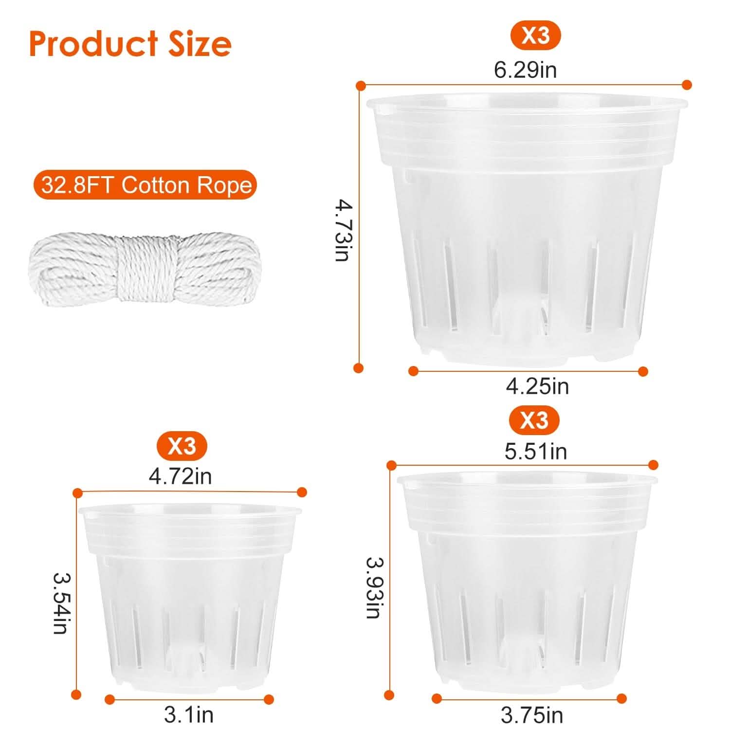 9-Piece: Orchid Pots Clear Reusable Plastic Flower Plant Nursery Planter Garden & Patio - Tophatter Daily Deals