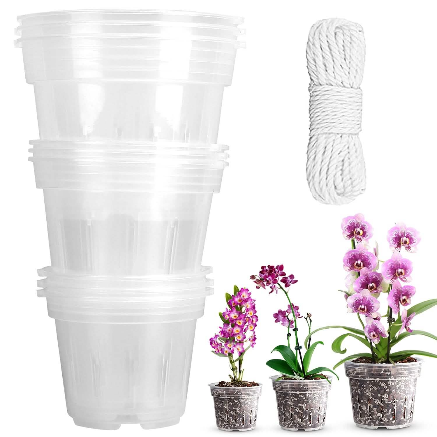9-Piece: Orchid Pots Clear Reusable Plastic Flower Plant Nursery Planter Garden & Patio - Tophatter Daily Deals