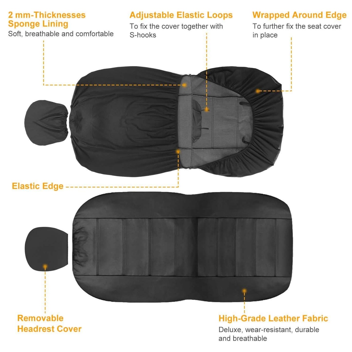 9-Piece Set: PU Leather Car Seat Cover Automotive - Tophatter Daily Deals