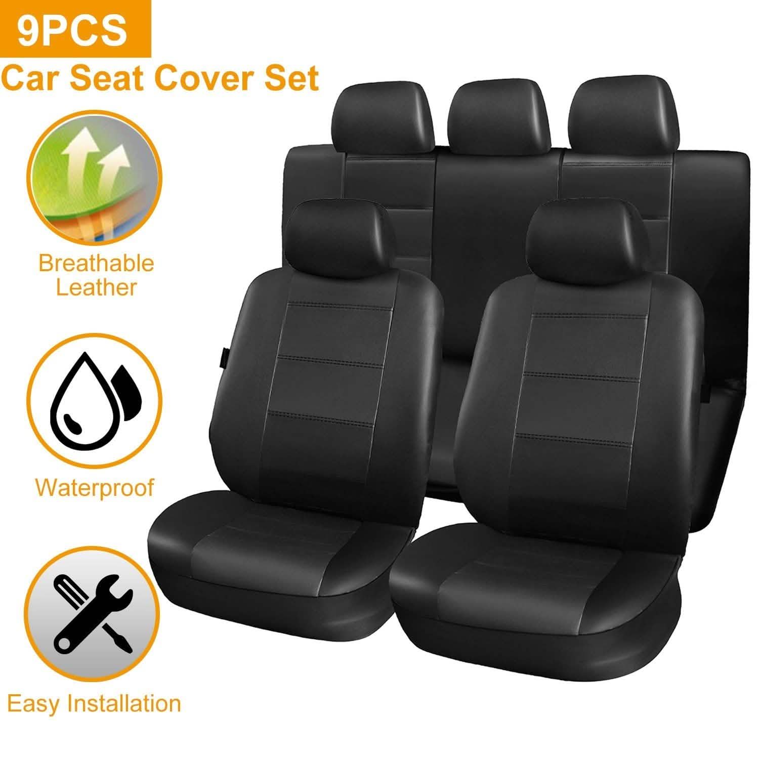 9-Piece Set: PU Leather Car Seat Cover Automotive - Tophatter Daily Deals