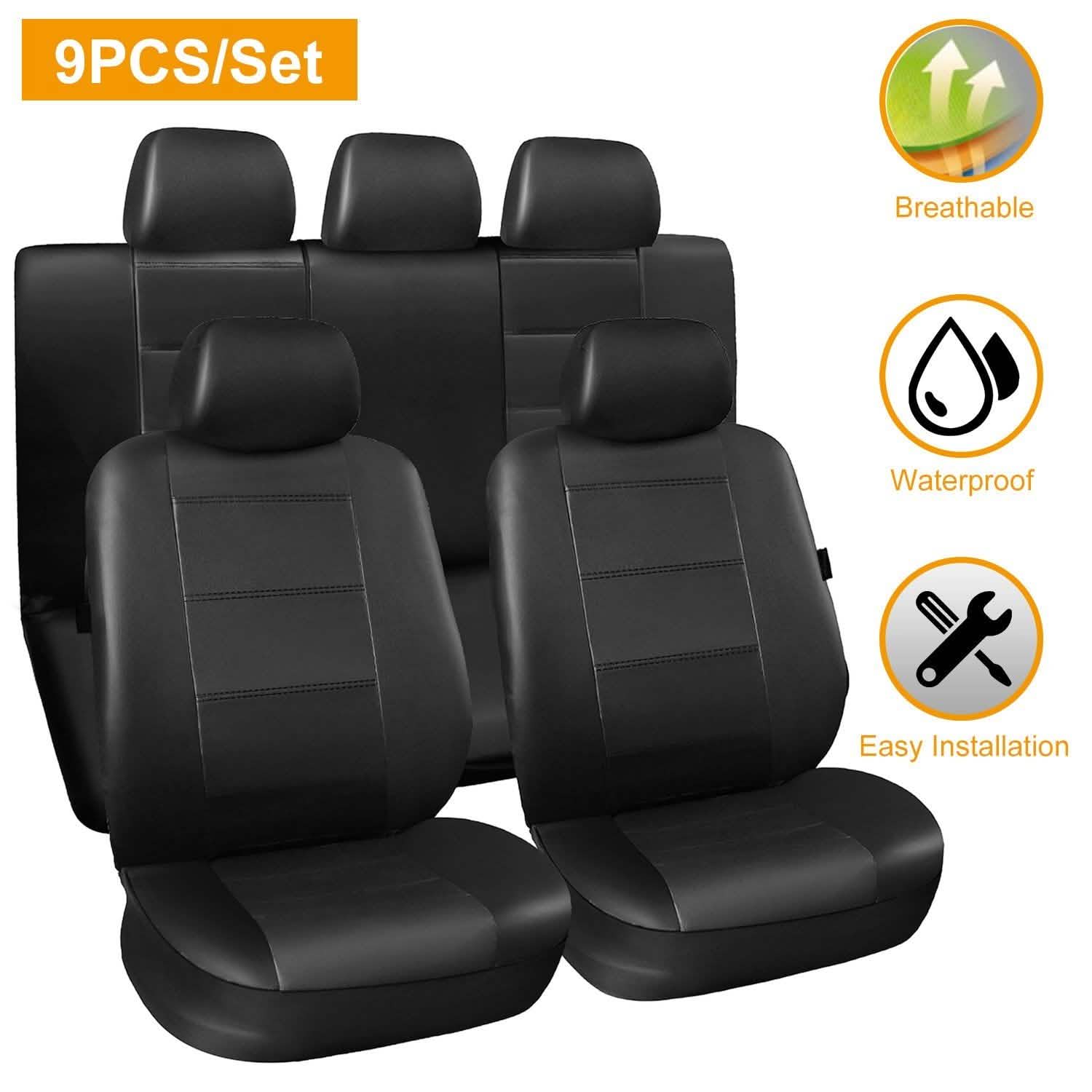 9-Piece Set: PU Leather Car Seat Cover Automotive - Tophatter Daily Deals
