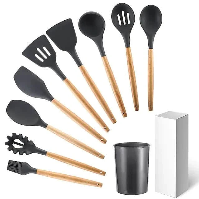 9-Piece: Silicone Cooking Utensils Kitchen Tools & Gadgets - Tophatter Daily Deals