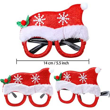 9-Pieces: Christmas Glitter Party Glasses Frame Seasonal Decor - Tophatter Daily Deals