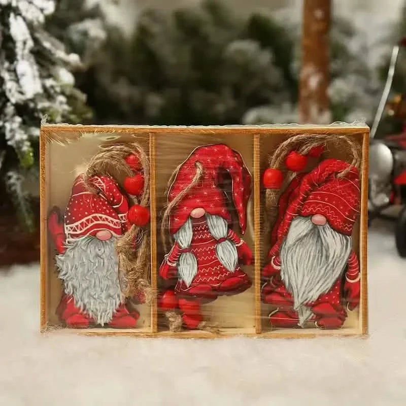 9-Pieces: Festive Christmas Wooden Hanging Box C Seasonal Decor - Tophatter Daily Deals
