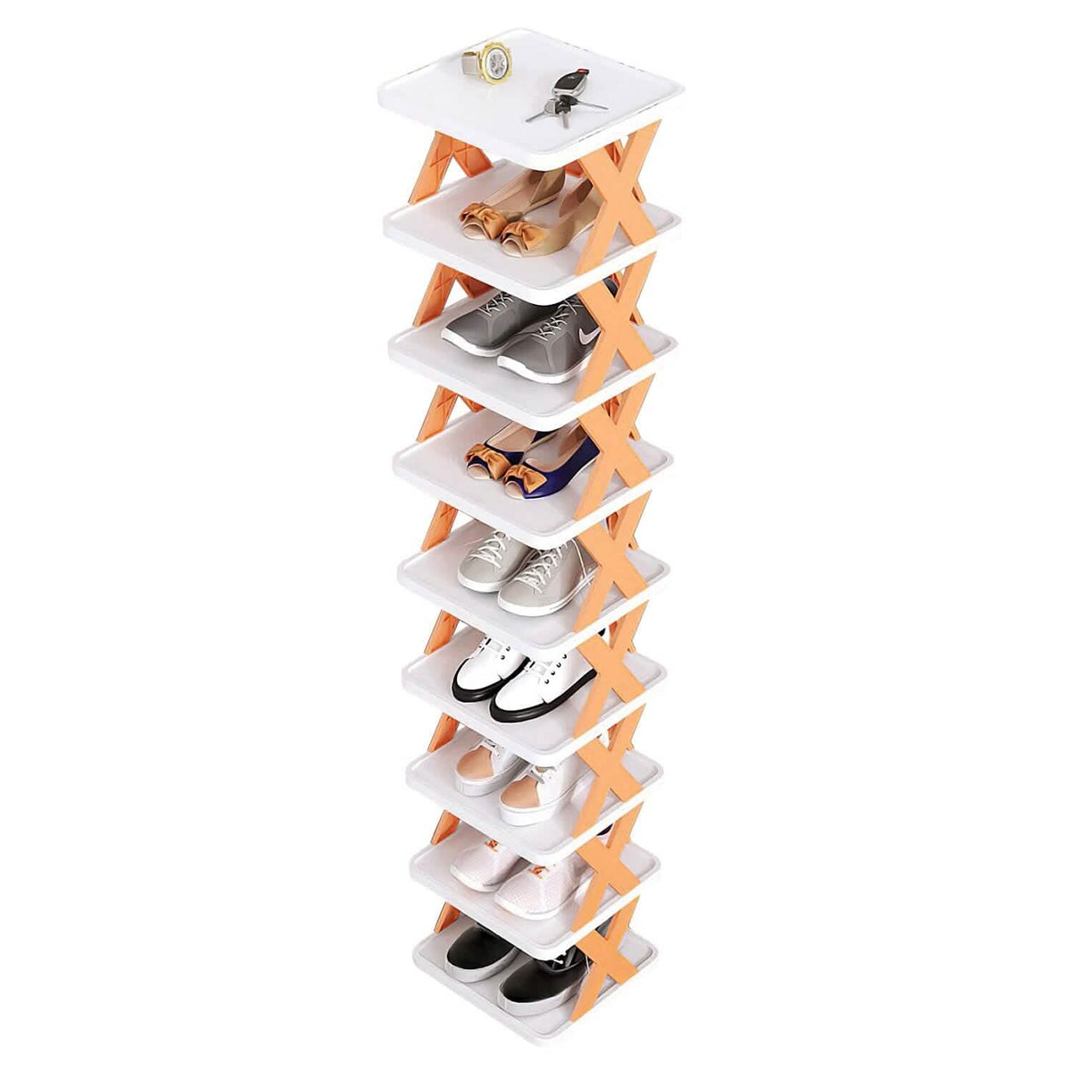 9-Tier Narrow Entryway Shoe Rack Plastic Vertical Shoe Organizer Storage & Organization - Tophatter Daily Deals