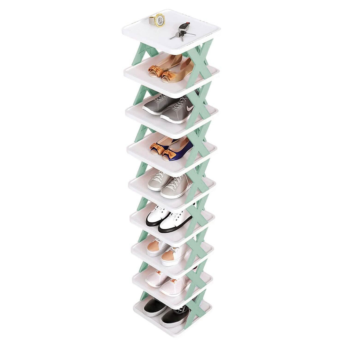 9-Tier Narrow Entryway Shoe Rack Plastic Vertical Shoe Organizer Storage & Organization - Tophatter Daily Deals