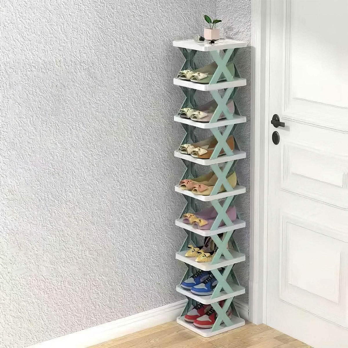 9-Tier Narrow Entryway Shoe Rack Plastic Vertical Shoe Organizer Storage & Organization - Tophatter Daily Deals