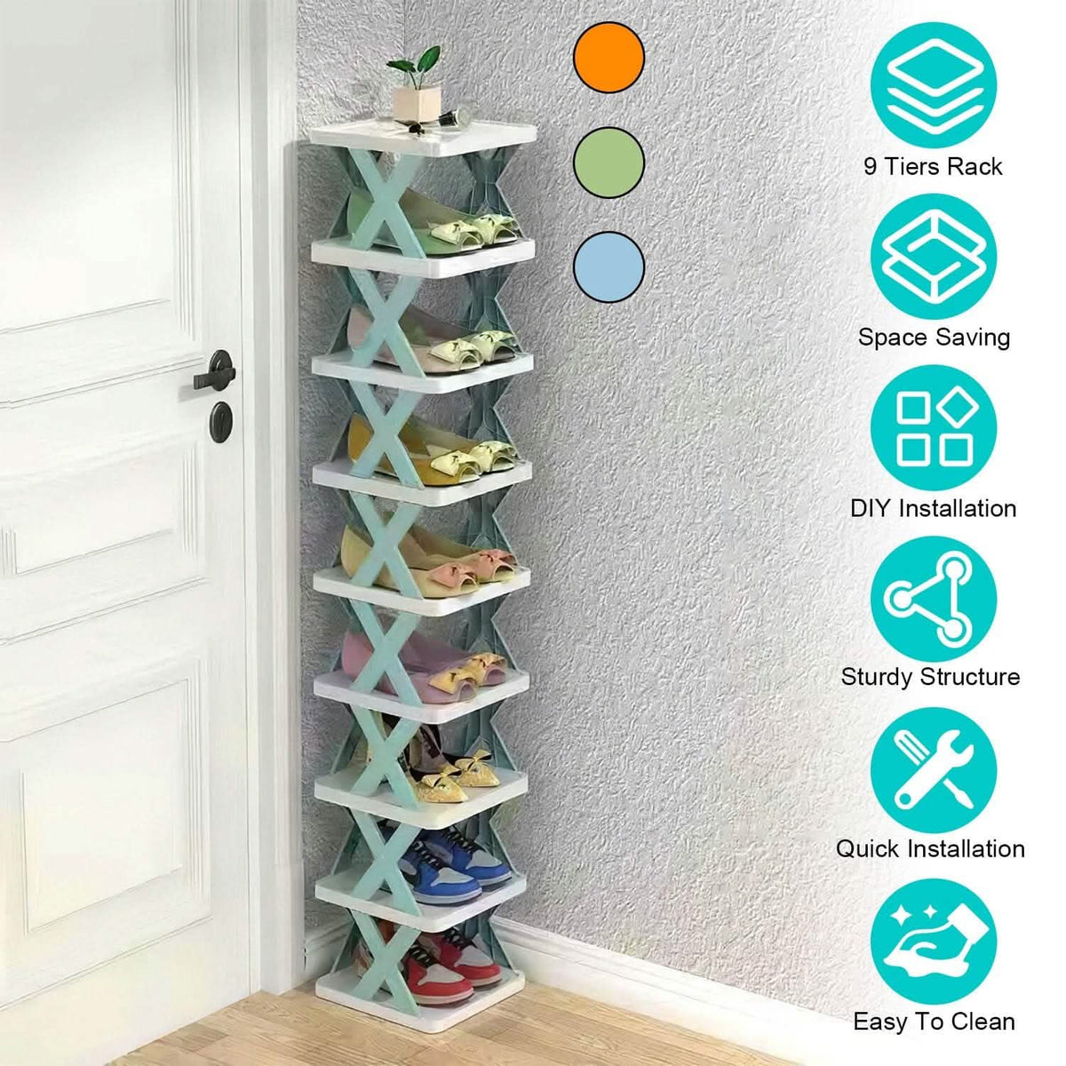 9-Tier Narrow Entryway Shoe Rack Plastic Vertical Shoe Organizer Storage & Organization - Tophatter Daily Deals