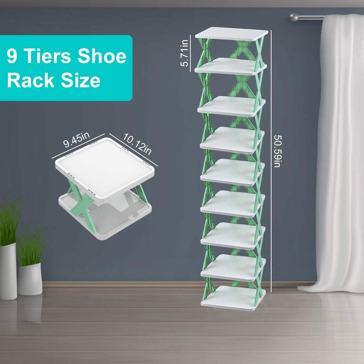 9-Tier Narrow Entryway Shoe Rack Plastic Vertical Shoe Organizer Storage & Organization - Tophatter Daily Deals
