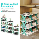 9-Tier Narrow Entryway Shoe Rack Plastic Vertical Shoe Organizer Storage & Organization - Tophatter Daily Deals