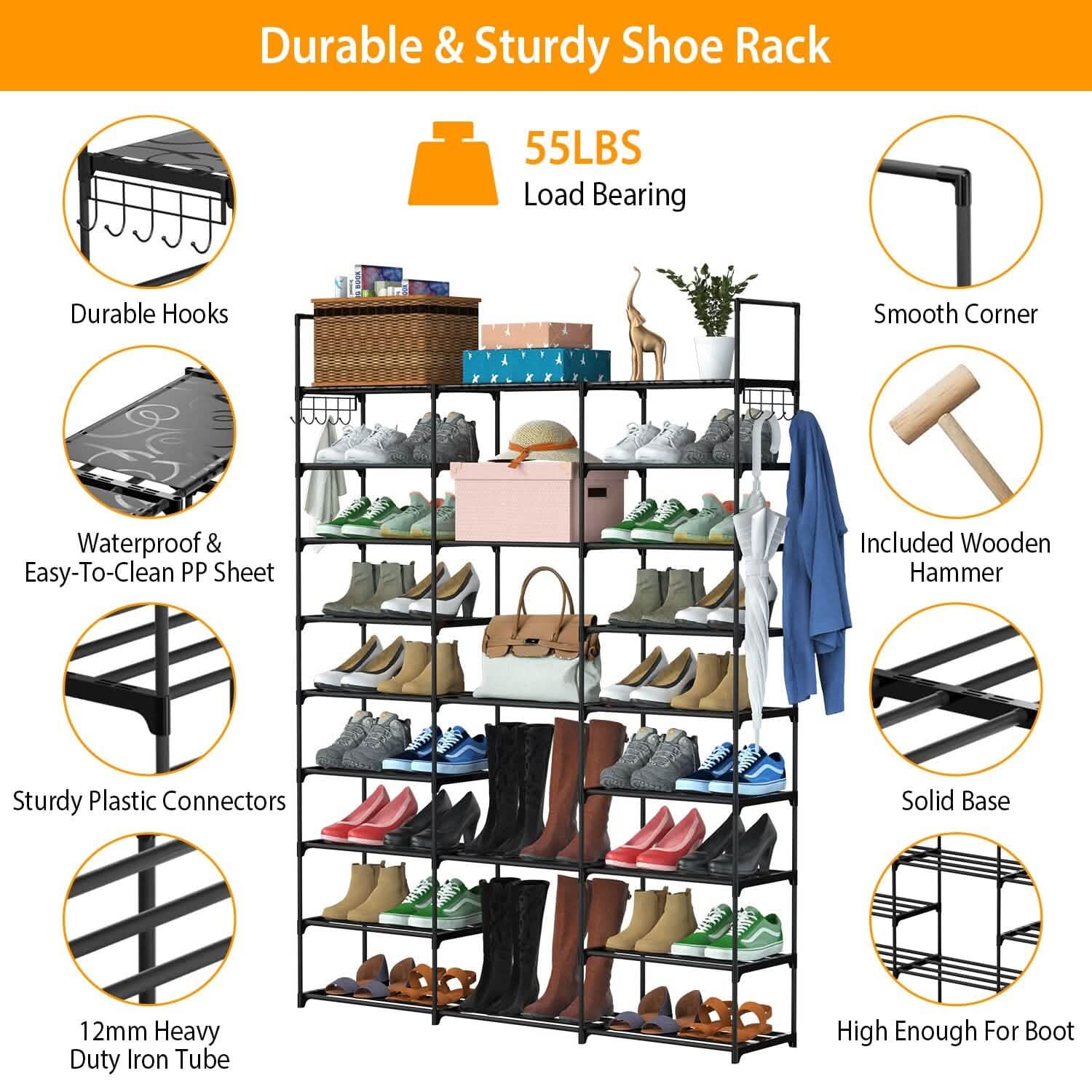 9-Tier: Shoe Rack Metal Storage Storage & Organization - Tophatter Daily Deals