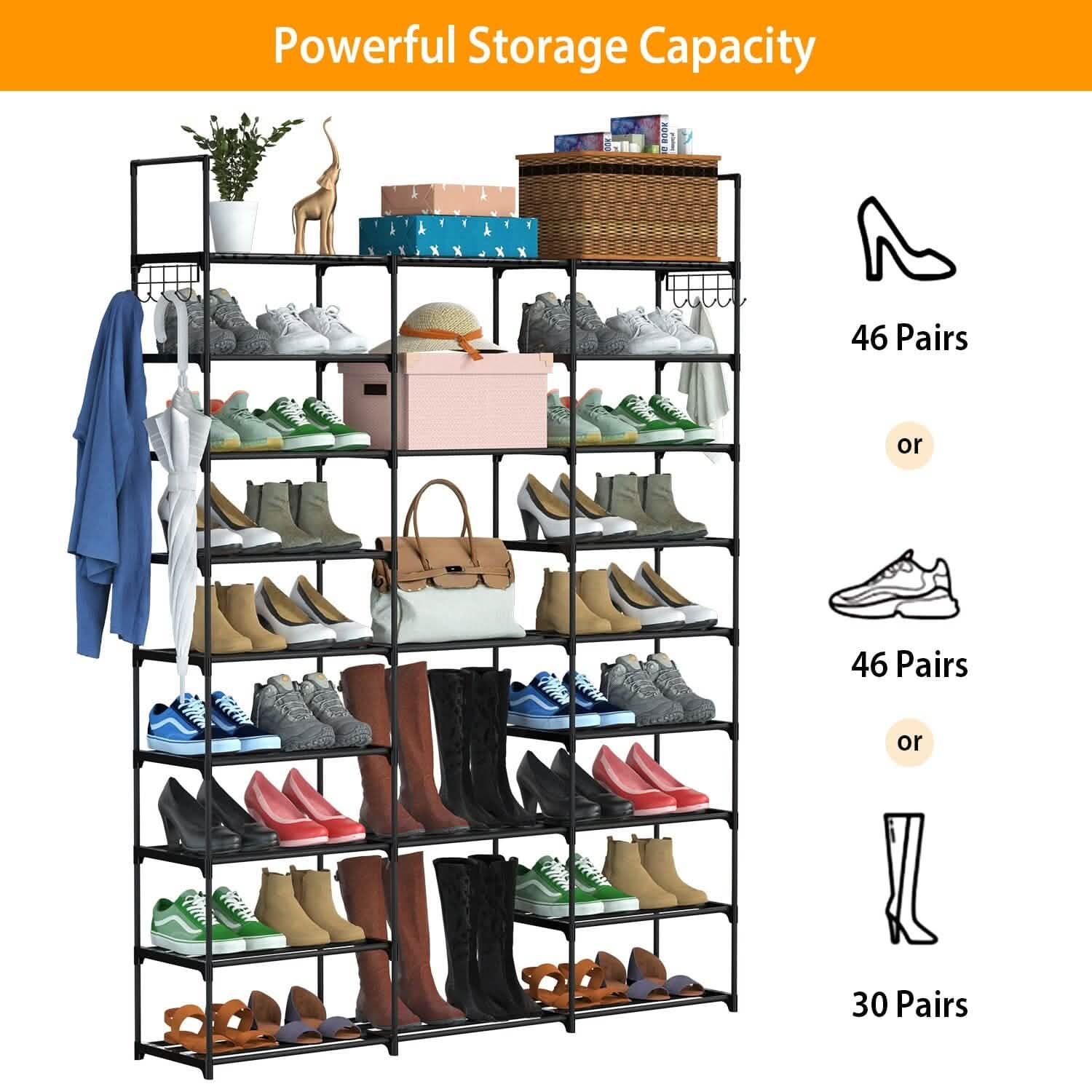9-Tier: Shoe Rack Metal Storage Storage & Organization - Tophatter Daily Deals