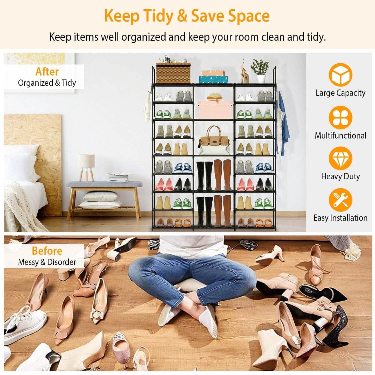 9-Tier: Shoe Rack Metal Storage Storage & Organization - Tophatter Daily Deals