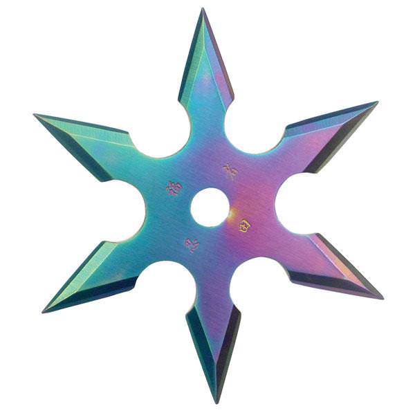 6 Point Rainbow Stainless Steel Throwing Star with Pouch - 4" Diameter Collectible Weapons - Tophatter Daily Deals
